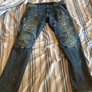 G star raw jeans, denim with splashes of paint